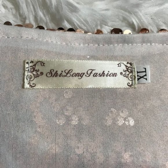 Rose Gold Sequin Bateau NeckTop - Picture 11 of 12